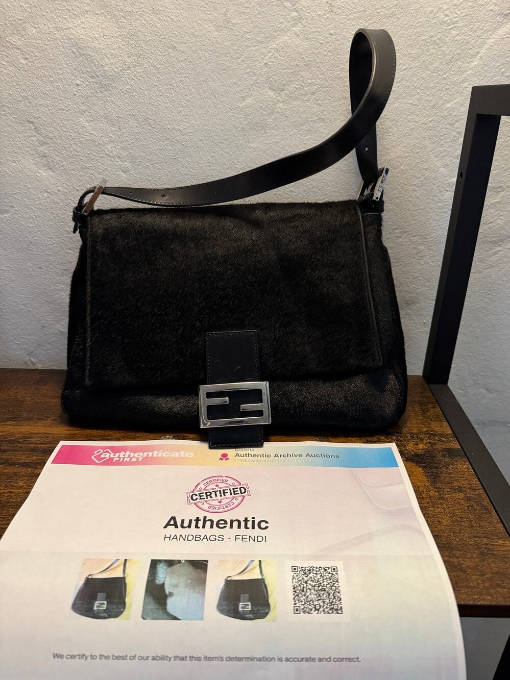 Fendi Vintage Y2K Black Pony Hair Mamma Baguette Bag